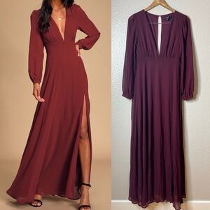All My Life Burgundy Long Sleeve Maxi Dress NWOT